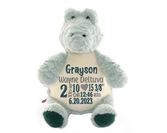 Personalized Birth Stats Stuffed Animal: Embroidered Baby Keepsake
