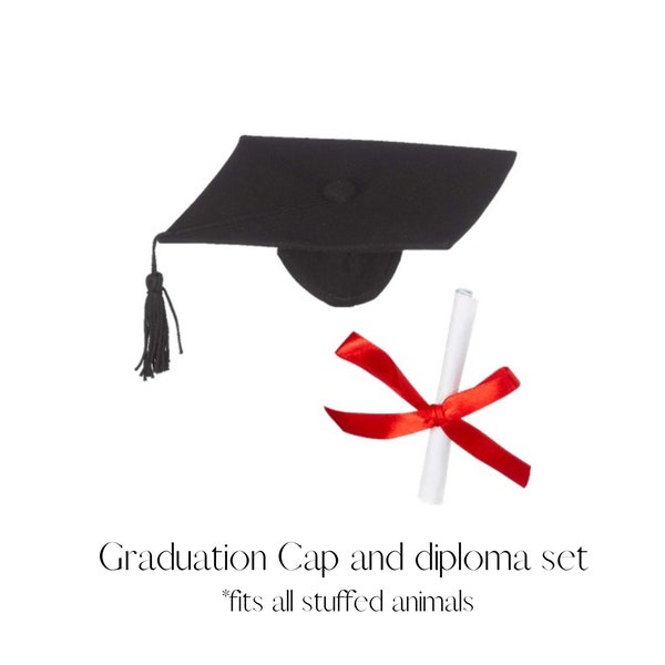 Graduation Cap and Diploma For Stuffed Animals