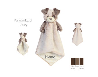 Personalized Dog Lovey- Baby Security Blanket- Animal Lovey- Personalized Baby Gift- Baby Toys