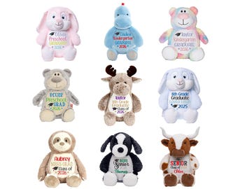 Personalized Graduation Stuffed Animal: Embroidered Plush Gift