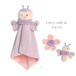 Personalized Rose Bunny Lovey Rattle Gift Set Baby Lovey, Baby Shower Gift, Security Blanket, Baby Blanket with Name