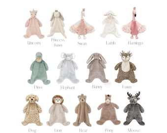 Personalized Baby Animal Lovey, Baby Security Blankets, Personalized Baby Gift, Mon Ami Plush Lovey,