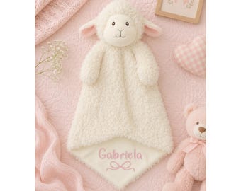 Personalized Baby Lovey: Embroidered Name, Plush Animal Blanket