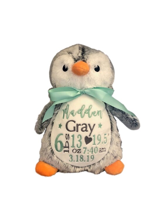 embroidered birth announcement stuffed animals