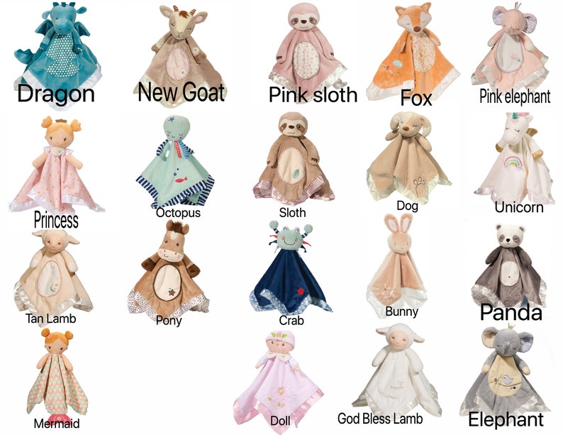 Personalized animal lovey animal lovie personalized blanket Etsy