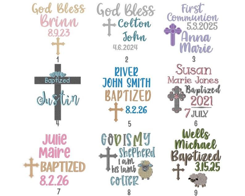 nine different images, each depicting a religious or celebratory event, with text and symbols related to the occasion.