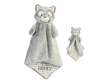 Personalized Raccoon Baby Lovey: Embroidered Security Blanket