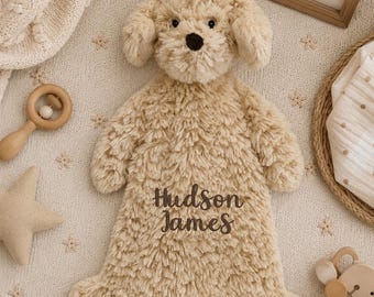 Personalized Goldendoodle Dog Lovey Blanket: Baby Security Blankie Baby Shower