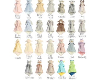 Personalized Animal Baby Lovey: Embroidered Plush Security Blanket