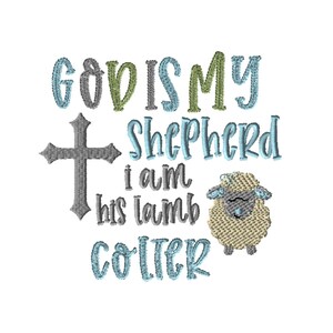 a sheep with a cross and the words god is my shepherd i am his lamb