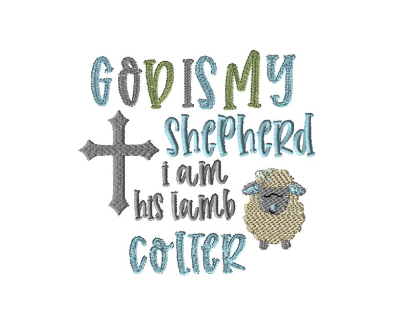 a sheep with a cross and the words god is my shepherd i am his lamb