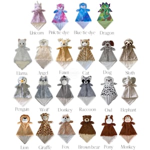 Personalized Animal Lovey, Baby Blanket Gift ,Luvster, Baby Security Blanket, Baby Shower