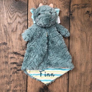 Personalized animal Lovey, dragon lovey,Baby Boy Gift, Newborn Security Blanket image 7