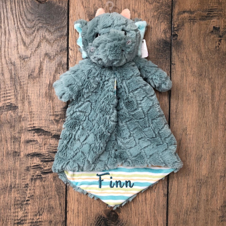 Personalized animal Lovey, dragon lovey,Baby Boy Gift, Newborn Security Blanket image 7