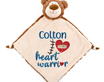 Personalized Animal Lovey, Bear heart warrior gift