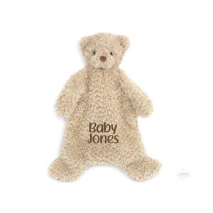 Personalized Lovey, Marshmallow Mon Ami Bear Security Blankie, Gift for Baby, Baby Lovey, Baby Blankets