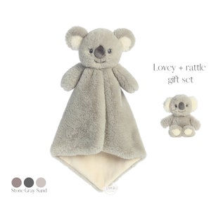 Personalized Lovey and Rattle Baby Security Blanket Animal Lovey Personalized Baby Gift- Baby Sleep Toys