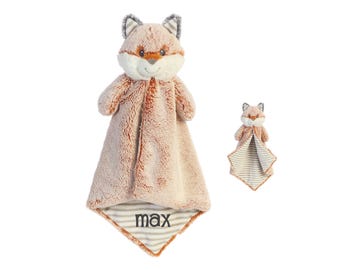 Personalized Fox Lovey: Embroidered Baby Security Blanket