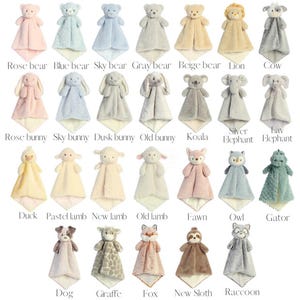 Personalized animal Lovey, Baby Shower Gift, Baby Name Blanket, Animal Lovey, Security Blanket, Gifts for Baby