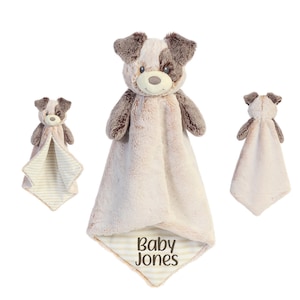 Personalized Dog lovey, Baby Security Blanket With Name, Animal Lovey