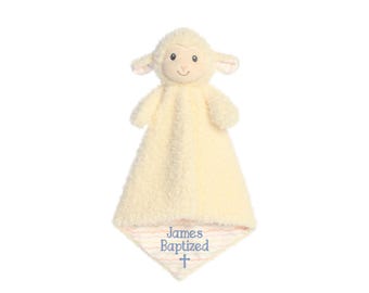 Personalized Baby Lovey with Cross, Monogrammed Lovey for Baptism