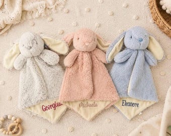 Personalized Bunny Lovey: Embroidered Baby Security Blanket, Ebba Bunny Luvster