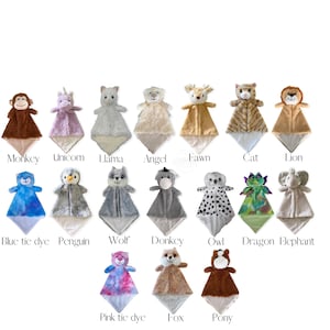 Personalized Animal Lovey, Baby Blanket Gift ,Luvster, Baby Security Blanket, Baby Shower