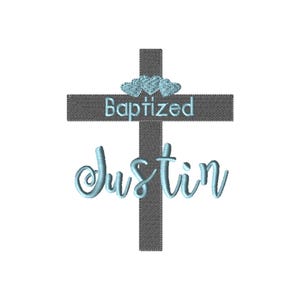 a cross with the name "Justin" written on it.