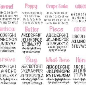 a collection of various font styles and types, including cursive, bug, what time, and wiggly. The fonts are presented in a grid format, with each font type displayed in a separate column. The fonts are arranged in a visually appealing manner, showcasing the diversity and creativity of typography.