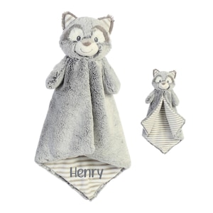 Personalized Baby Lovey, raccoon lovey, Baby Gifts, Animal Security Blanket, Baby Toys