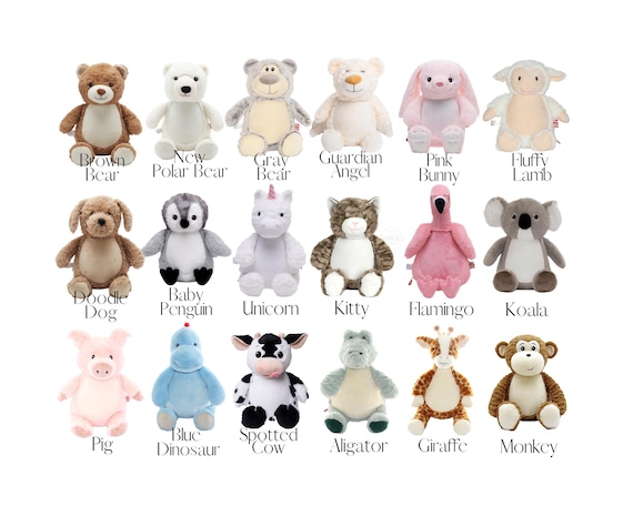 子供の縫いぐるみですM Personalized Plush Stuffed Animal: Embroidered Name Keepsake - Etsy