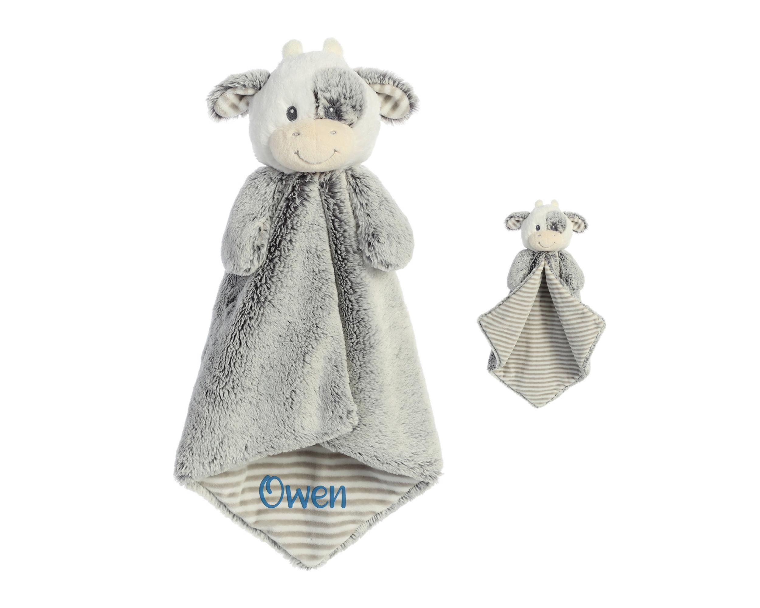 Personalized Cow Lovey: Embroidered Baby Security Blanket