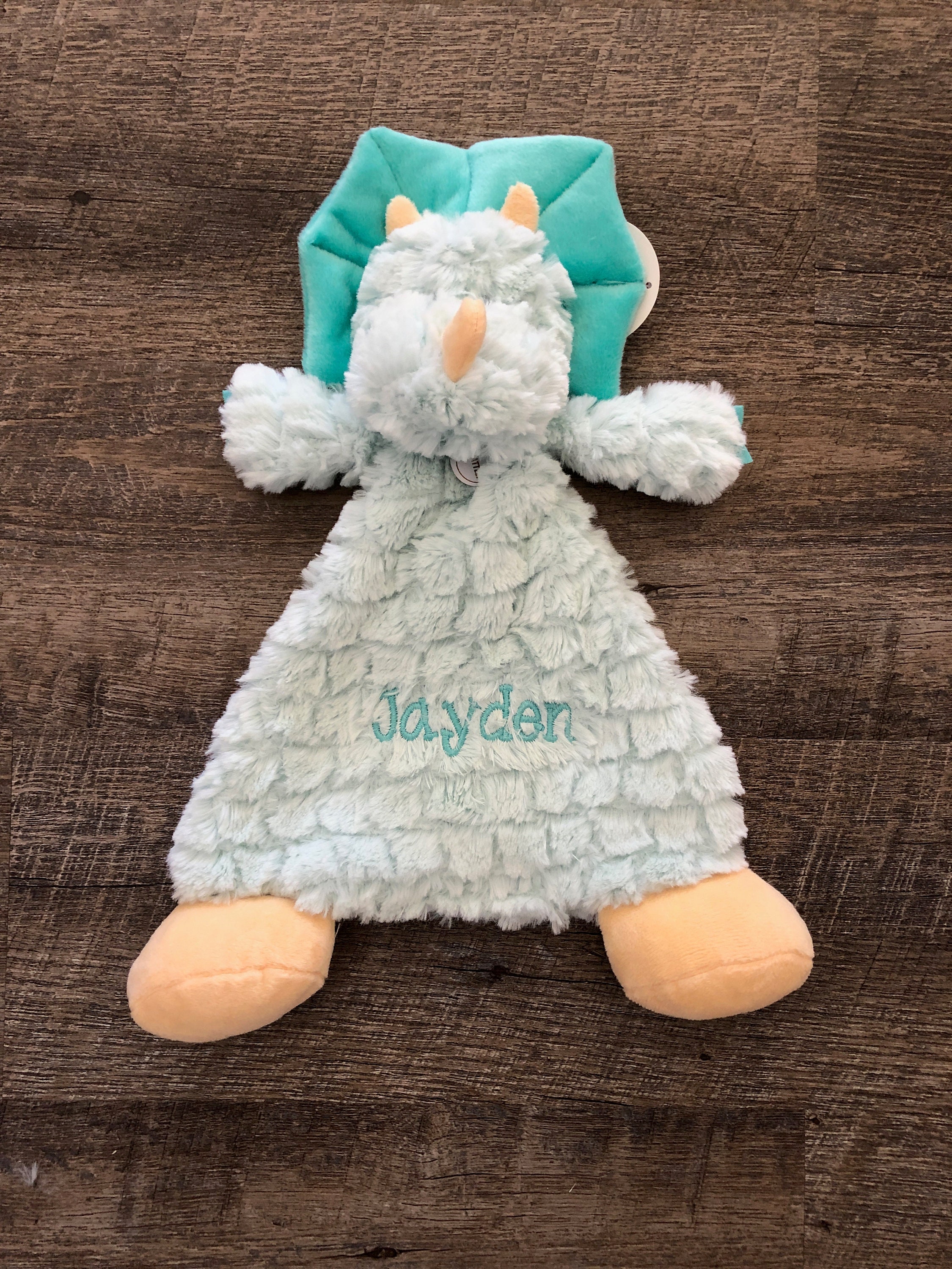 Personalized animal lovey blanket with rattle for a baby Etsy
