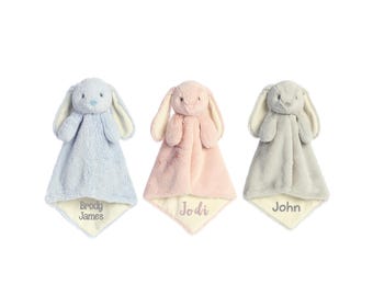 Personalized Bunny Lovey: Embroidered Baby Security Blanket, Ebba Bunny Luvster
