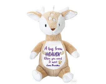 Personalized Sympathy Gift Stuffed Animal, A Hug From Heaven Sympathy Gift, Memorial Gift, Gift For Grieving Child, Grief Stuffed Animal