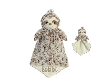 Personalized Sloth Lovey: Embroidered Baby Security Blanket