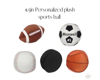 Personalized Plush Sports Ball, Sports Decor, Soccer Ball Football Basketball Hockey Puck Baseball, Sports Pillow, Man Cave