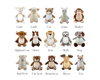 Personalized birth animal, Baby Gift, Baby Toys Stuffed Animal,  Baby Shower Gifts