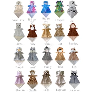 Personalized Animal Lovey, Baby Blanket Gift ,Luvster, Baby Security Blanket, Baby Shower