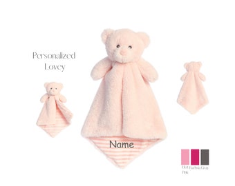 Personalized Baby Girl Gift,  Baby Lovey, Baby Name Blanket, Animal Lovey, Custom Blankets, Security Blanket