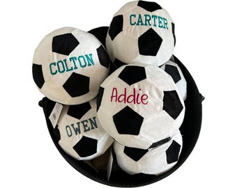 Personalized Plush Soccer Ball Pillow: Custom Embroidered Name