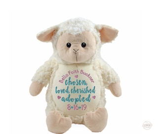 Personalized Adoption Stuffed Animal, Child Adoption Gift, Embroidered Stuffed Animal, Personalized Plush, Adoption Gift