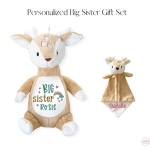 Personalized baby sister stuffed animals gifts for sisters new baby sister big sister gift baby girl lovey