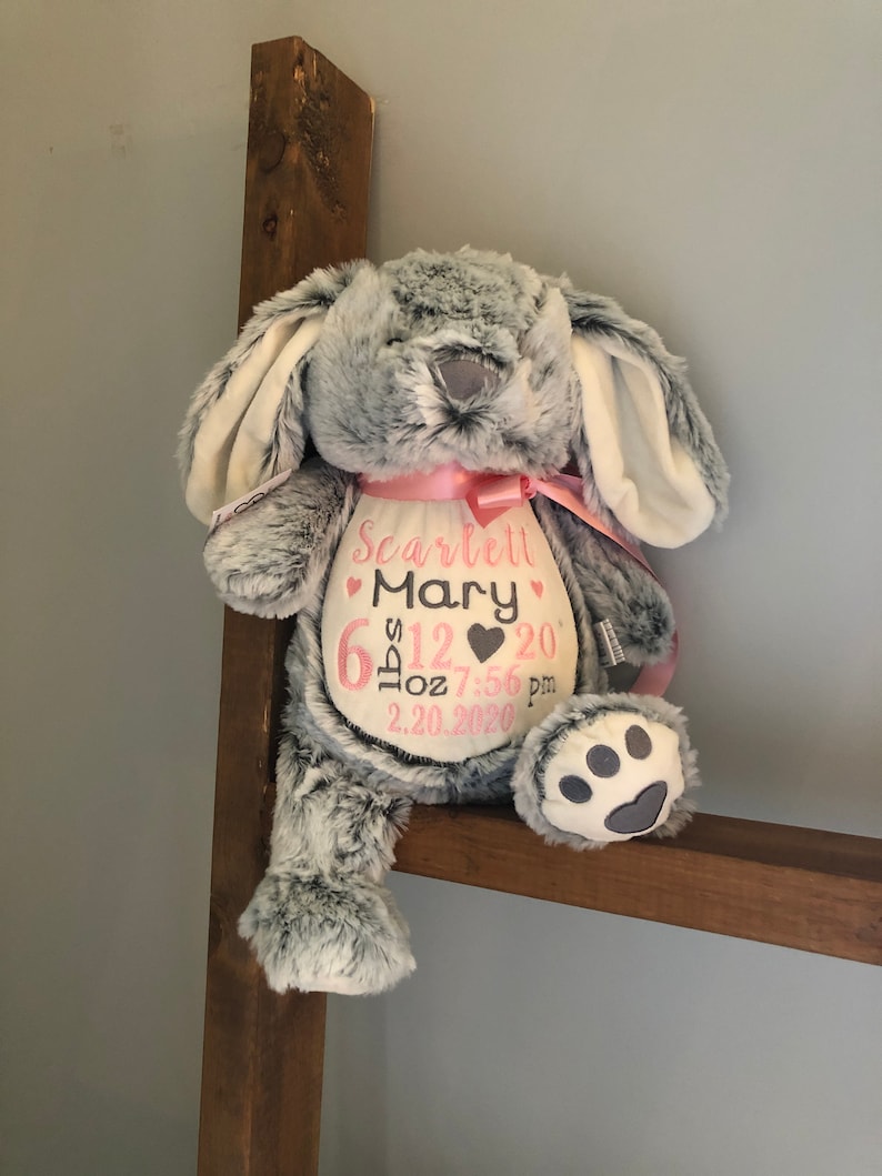 Personalized birth announcement stuffed animal embroidered Etsy