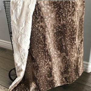 Fawn Animal Print Minky Baby Blanket: Soft Plush Blanket (27x36)