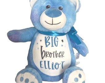 Personalized Big Brother Stuffed Animal Gift: Embroidered Plush Toy
