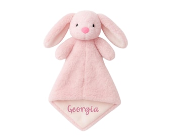 Personalized Bunny Lovey Blanket: Embroidered Baby Security Blanket