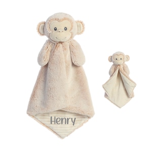 Personalized animal Lovey,  Monkey Baby Security Blanket, Animal Loveys, Personalized Baby Gifts, Baby Toys