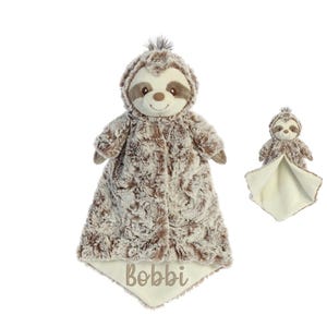 Personalized animal lovey, sloth Lovey, Baby Gift, Newborn Security Blanket, Gifs for Baby