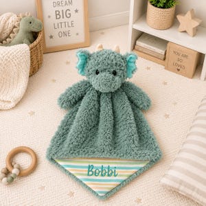 Personalized animal Lovey,  dragon lovey,Baby Boy Gift, Newborn Security Blanket